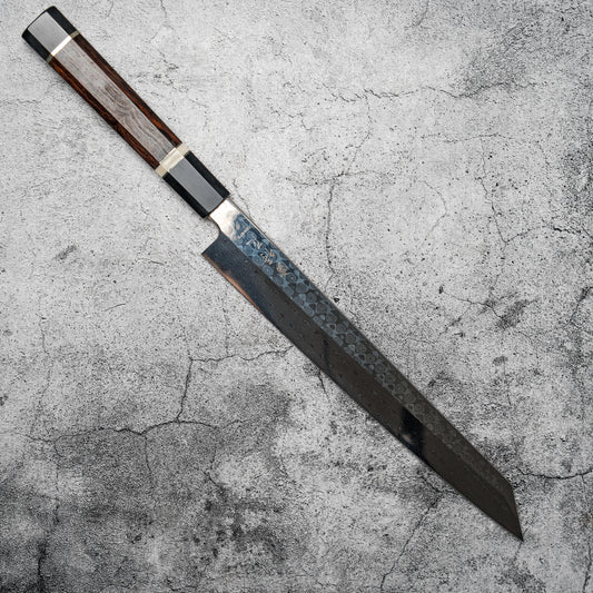 Couteau à sushi Noseto Yanagiba Kiritsuke 270 mm en acier damas 110 couches à haute teneur en carbone avec manche en bois de fer