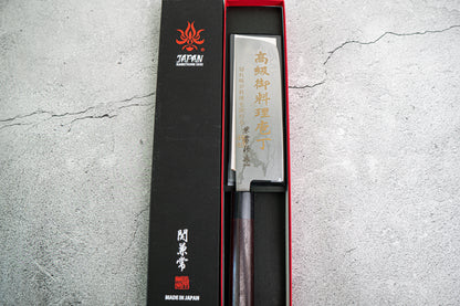 Couteau japonais Nakiri Kanetsune Blue Steel n° 2 Damas 165 mm, manche Shitan