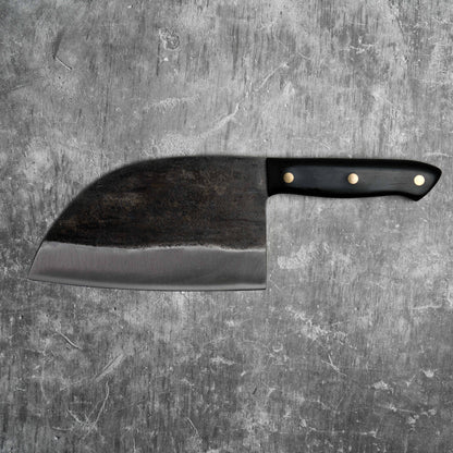 Couteau couperet serbe Noseto 180 mm en acier au carbone avec étui