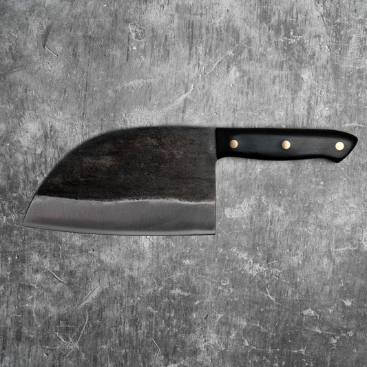 Couteau couperet serbe Noseto 180 mm en acier au carbone avec étui