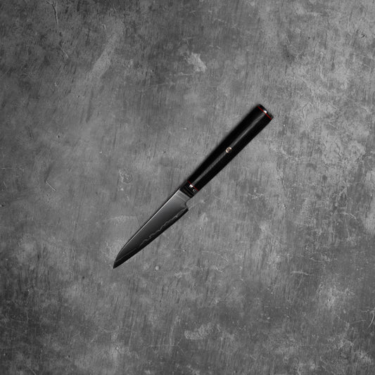 Couteau à éplucher Noseto Sumi 100 mm, 3 couches d'acier composite, noyau en acier VG-10, manche en fibre de verre G-10