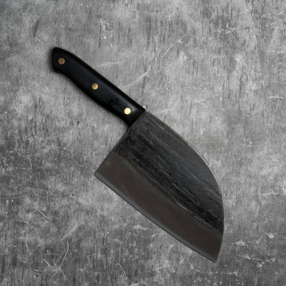 Couteau couperet serbe Noseto 180 mm en acier au carbone avec étui
