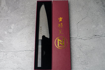 Couteau à lame fixe Noseto 110 couches en acier Damas Super Steel Gyuto, manche octogonal en bois d'ébène et pierre noire