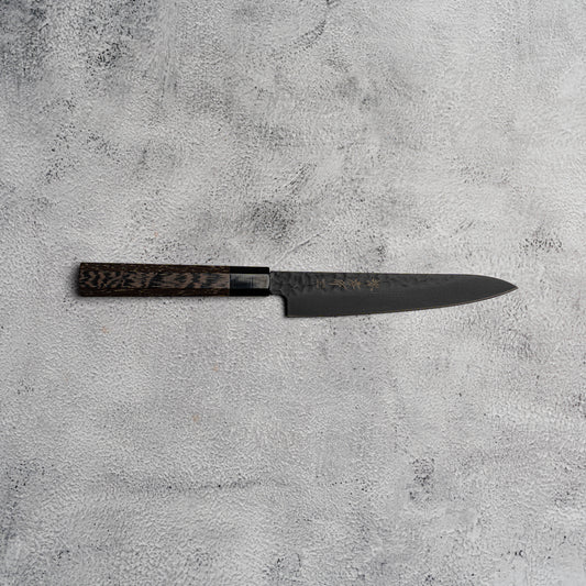 Couteau de cuisine Sakai Takayuki Petty 150 mm Kurokage VG10 martelé avec revêtement en téflon et manche en wengé