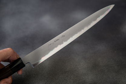 Couteau japonais Jikko White Steel n° 2 Sujihiki, manche Shitan, 240 mm