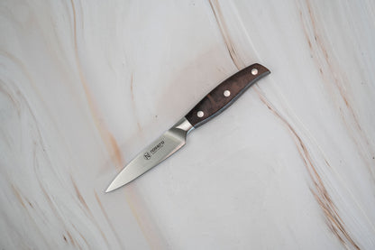 Couteau d'office allemand NOSETO 90 mm en acier inoxydable de haute qualité avec manche en bois de santal rouge