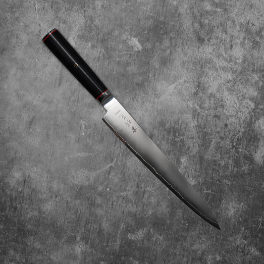 Couteau de chasse Noseto Sumi 240 mm Sujihiki 3 couches en acier composite VG-10, noyau en acier, manche en fibre de verre G-10