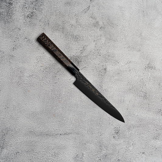 Couteau de cuisine Sakai Takayuki Petty 150 mm Kurokage VG10 martelé avec revêtement en téflon et manche en wengé