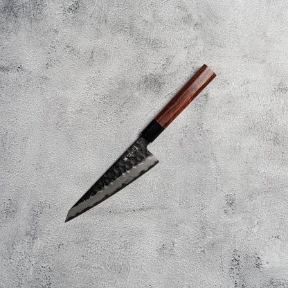 Couteau à lame Noseto Neno 150 mm Honesuki 3 couches en acier au carbone avec bois rouge et corne de buffle