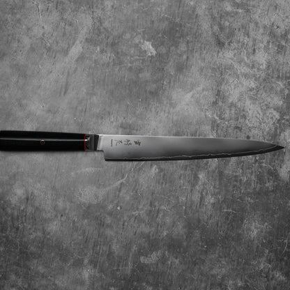 Couteau de chasse Noseto Sumi 240 mm Sujihiki 3 couches en acier composite VG-10, noyau en acier, manche en fibre de verre G-10