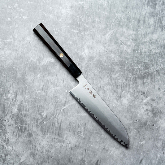 Couteau Santoku Noseto HAP-40 180 mm, acier composite 3 couches, manche en ébène