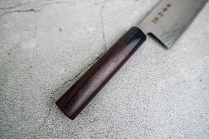 Couteau japonais Nakiri Kanetsune Blue Steel n° 2 Damas 165 mm, manche Shitan