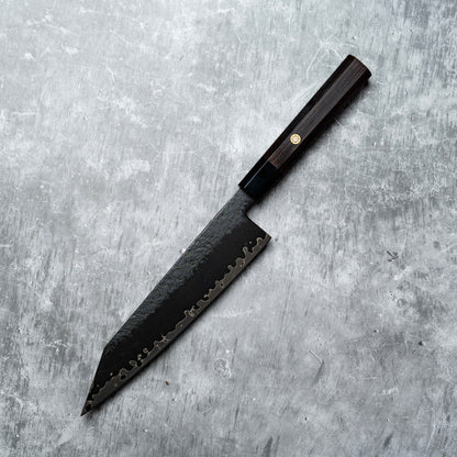 Noseto Arai Kiritsuke 210mm 3 Layers Black Dyeing MD606 Powder Steel Core with Octagonal Ebony and Buffalo Horn