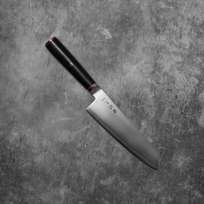 Couteau Santoku Noseto Sumi 180 mm, 3 couches d'acier composite, noyau en acier VG-10, manche en fibre de verre G-10