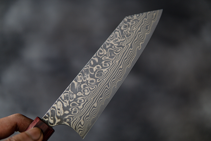Couteau japonais Yoshimi Kato R2/SG2 Damas Bunka 165 mm, manche Honduras rouge
