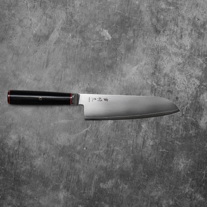 Couteau Santoku Noseto Sumi 180 mm, 3 couches d'acier composite, noyau en acier VG-10, manche en fibre de verre G-10