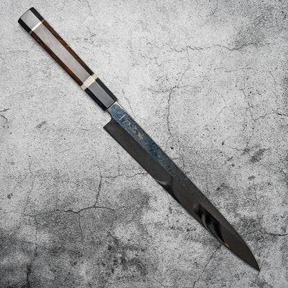 Couteau à sushi Noseto Yanagiba 270 mm en acier damas 110 couches à haute teneur en carbone avec manche en bois de fer