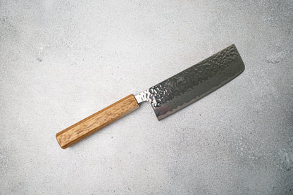 Seisuke Tsukikage AUS10 Migaki Fini Martelé Damas Nakiri Couteau japonais 170mm Manche en chêne