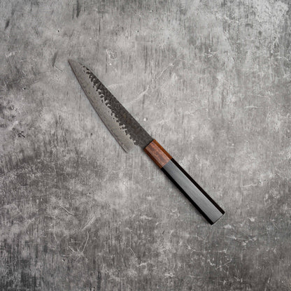 Noseto Kuki Petty 150 mm 67 couches Damas Finition Tsuchime Bois Pakka Noir