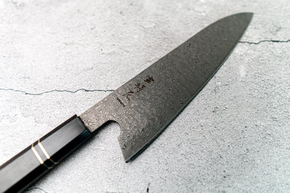 Couteau à lame fixe Noseto 110 couches en acier Damas Super Steel Gyuto, manche octogonal en bois d'ébène et pierre noire