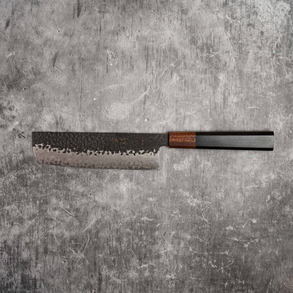 Noseto Kuki Nakiri 180 mm 67 couches Damas Tsuchime Finition Bois Pakka Noir