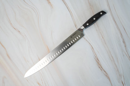 NOSETO German Meat Slicing Granton 300mm Stainless Steel High Quality Red Sandal Wood Handle