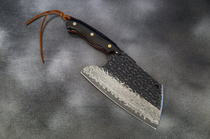 Couperet Bunka de style serbe Damas robuste 180 mm avec fourreau