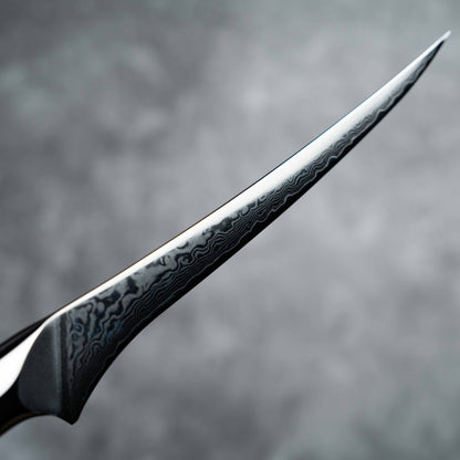 Couteau à fileter Noseto Niku 180 mm, 67 couches d'acier Damas avec manche en palissandre naturel
