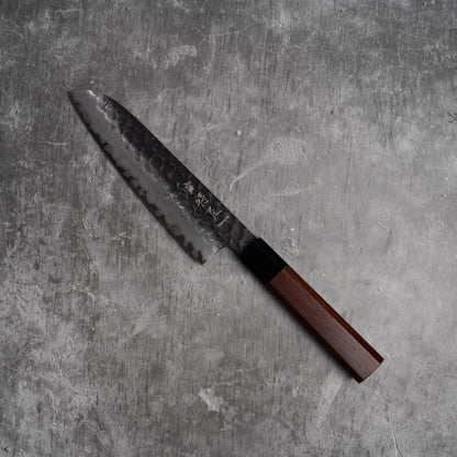 Couteau Santoku Noseto Neno 180 mm, 3 couches d'acier au carbone, bois rouge et corne de buffle