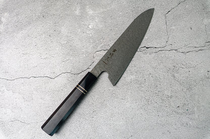 Couteau à lame fixe Noseto 110 couches en acier Damas Super Steel Gyuto, manche octogonal en bois d'ébène et pierre noire