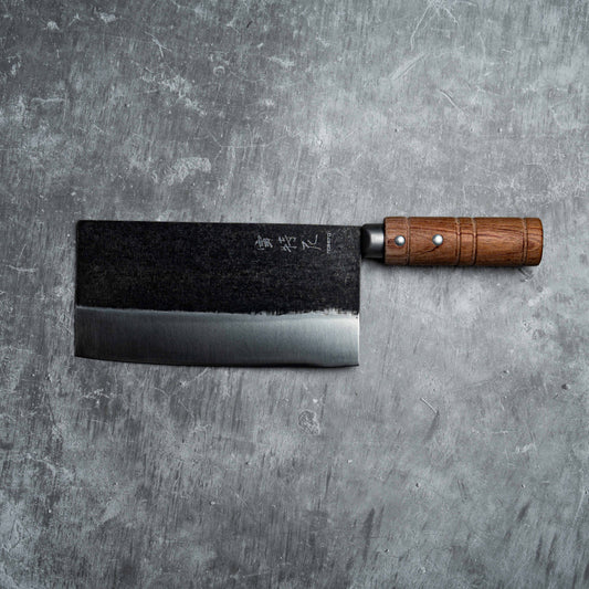 Couperet chinois Noseto 180 mm en acier inoxydable, revêtement noir en bois de padouk