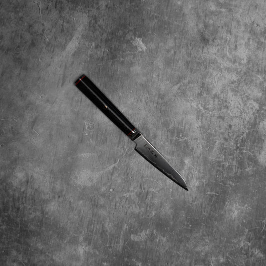 Couteau à éplucher Noseto Sumi 100 mm, 3 couches d'acier composite, noyau en acier VG-10, manche en fibre de verre G-10