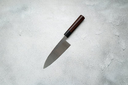 Couteau japonais Jikko White Steel n° 2 Deba, manche Shitan, 165 mm