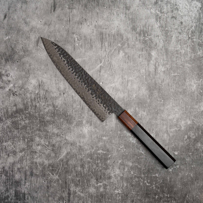 Noseto Kuki Gyuto 210mm 67 layers Damascus Tsuchime Finish Black Pakka Wood